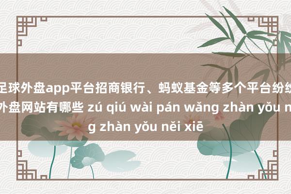 现金足球外盘app平台招商银行、蚂蚁基金等多个平台纷纷举止-足球外盘网站有哪些 zú qiú wài pán wǎng zhàn yǒu něi xiē